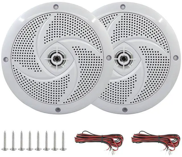 Main image of 6.5 Inch RV Marine Speakers White - Waterproof Outdoor Boat Speakers | 120 Watt Power Indoor Stereo Sound Player with Low Profile Slim Style, 6 1/2" Shallow Mount Camper Van -1 Pair