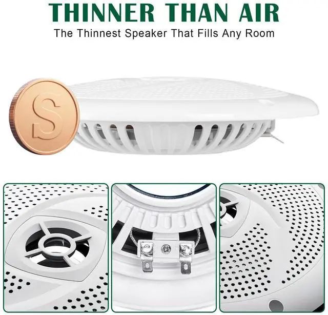Alt view image 4 of 7 - 6.5 Inch RV Marine Speakers White - Waterproof Outdoor Boat Speakers | 120 Watt Power Indoor Stereo Sound Player with Low Profile Slim Style, 6 1/2" Shallow Mount Camper Van -1 Pair