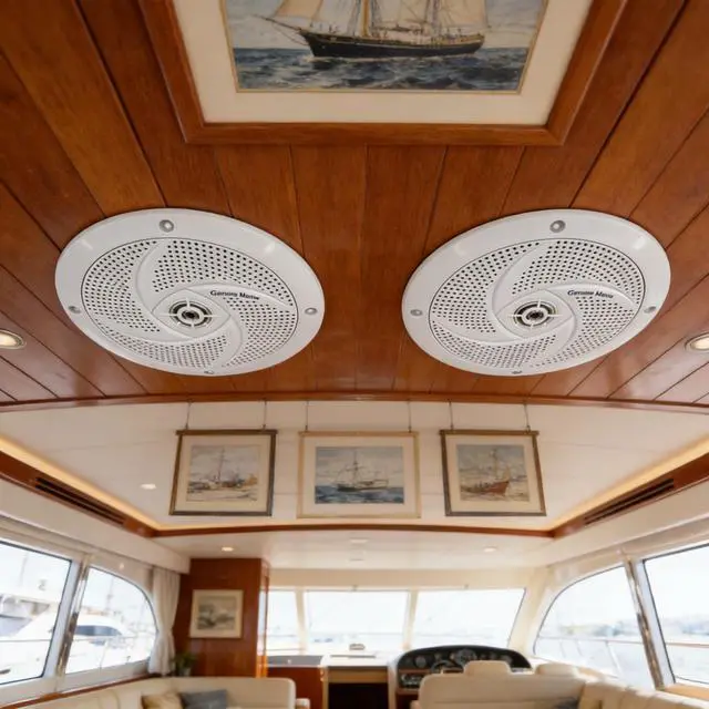 Alt view image 3 of 7 - 6.5 Inch RV Marine Speakers White - Waterproof Outdoor Boat Speakers | 120 Watt Power Indoor Stereo Sound Player with Low Profile Slim Style, 6 1/2" Shallow Mount Camper Van -1 Pair