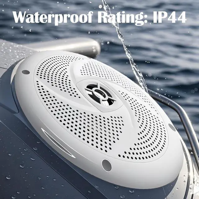 Alt view image 5 of 7 - 6.5 Inch RV Marine Speakers White - Waterproof Outdoor Boat Speakers | 120 Watt Power Indoor Stereo Sound Player with Low Profile Slim Style, 6 1/2" Shallow Mount Camper Van -1 Pair