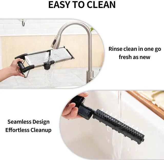 Alt view image 6 of 7 - Mandoline Food Slicer, Adjustable Mandoline Slicer for Kitchen, Stainless Steel Mandolin Vegetable Chopper for Potato/Tomato/Onion, Vegetable Slicer Julienne Cutter with Cut-Resistant Gloves