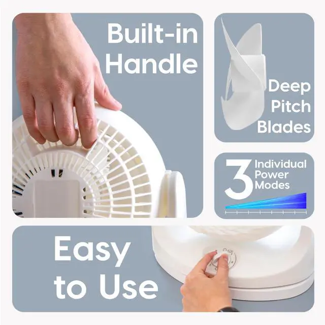 Alt view image 6 of 7 - WOOZOO Desk Fan, Oscillating Air Circulator, 3 Speeds, 36ft Max Air Distance, 244ft² Coverage, 112° Adjustable Vertical Tilt, 29db Quiet Motor, Small Fan for Bedroom, Office, Dorm, White