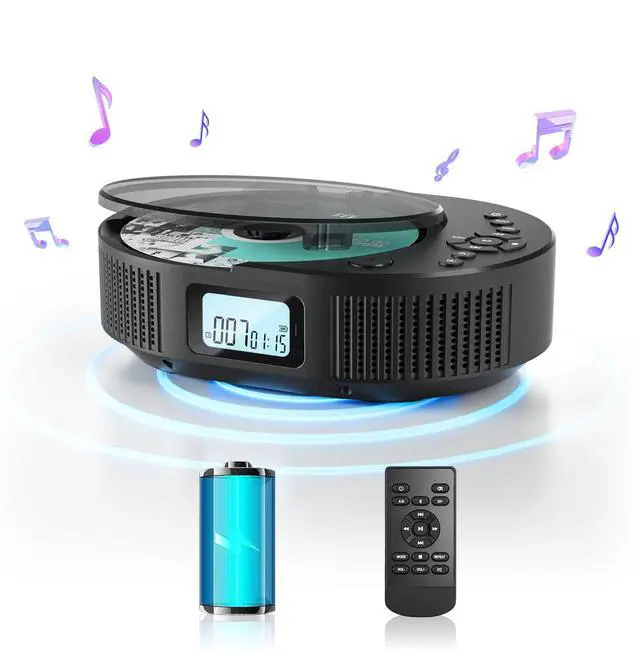 Main image of CD Player Portable, Upgraded 2 in 1 Portable CD Player & Bluetooth Speaker, Rechargeable Boombox CD Player for Car/Home with Remote Control, FM Radio, Support AUX/USB, Headphone Jack