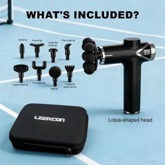 Alt view image 6 of 7 - Massage Gun, Deep Tissue Massager Gun for Pain Relief, Back Massage with 9 Massage Heads and 6 Speeds, Percussion Massager for Athletes, Gifts for Women Men Father's Day, Black