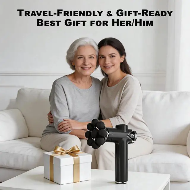Alt view image 7 of 7 - Massage Gun, Deep Tissue Massager Gun for Pain Relief, Back Massage with 9 Massage Heads and 6 Speeds, Percussion Massager for Athletes, Gifts for Women Men Father's Day, Black