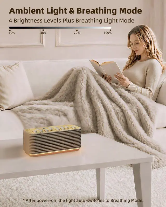 Alt view image 5 of 7 - Sound Machine, White Noise Machine for Sleeping, 255+ Sound Combinations, Rechargeable, Breathing Light, Bluetooth Speaker, Sleep Timer, Bedroom Living Room Home Office Travel, for Baby Kids Adults