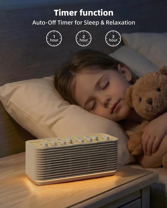 Alt view image 4 of 7 - Sound Machine, White Noise Machine for Sleeping, 255+ Sound Combinations, Rechargeable, Breathing Light, Bluetooth Speaker, Sleep Timer, Bedroom Living Room Home Office Travel, for Baby Kids Adults