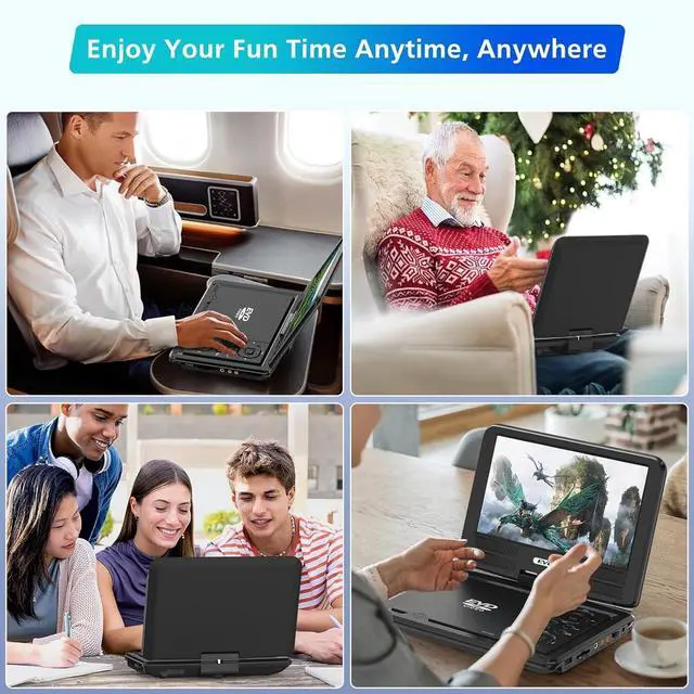 Alt view image 5 of 7 - 11.5" Portable DVD Player with 9.5" Swivel Screen, 5-Hours Rechargeable Battery, Car DVD Player for Kids,Supports SD Card/USB/CD/DVD and Multiple Disc Formats, High Volume Speaker(Inches, 9.5)
