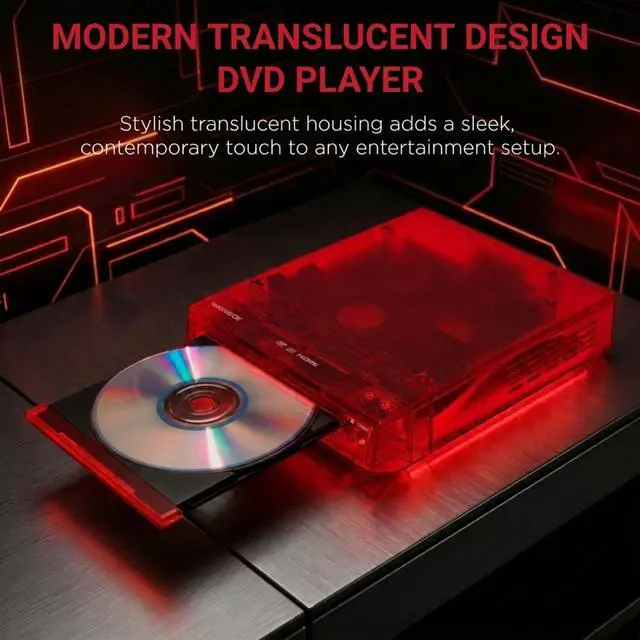 Alt view image 2 of 7 - , Translucent DVD Player with HDMI Cable Included, Multi Format DVD CD MP3 Player, HDMI Output, Remote Control, PAL/NTSC Compatible, 2 Channel Audio
