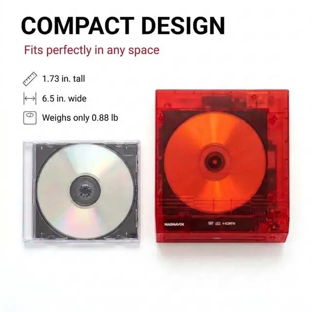 Alt view image 5 of 7 - , Translucent DVD Player with HDMI Cable Included, Multi Format DVD CD MP3 Player, HDMI Output, Remote Control, PAL/NTSC Compatible, 2 Channel Audio