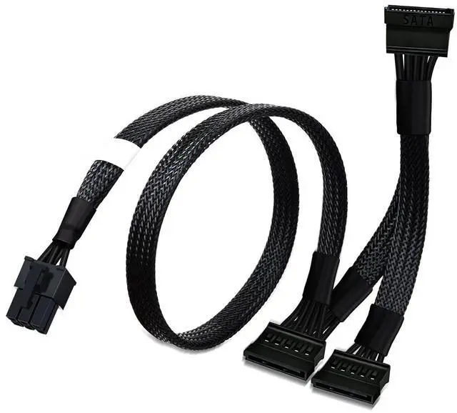 Main image of SATA Power Cable for EVGA PSUs, 6 Pin to 3X 15 Pin SATA Hard Drive Adapter Sleeved Splitter for Some Specific Types of EVGA Power Supply 20-in(50cm)