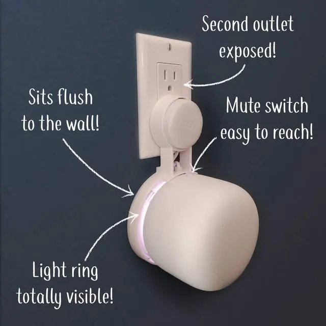 Alt view image 4 of 7 - Nest WiFi Point Genie: The Simplest Lowest Profile Outlet Holder Mount for Google Nest WiFi Point | Reinforced Support | Great Sound | Open Access | No Messy Screws! (1-Pack)