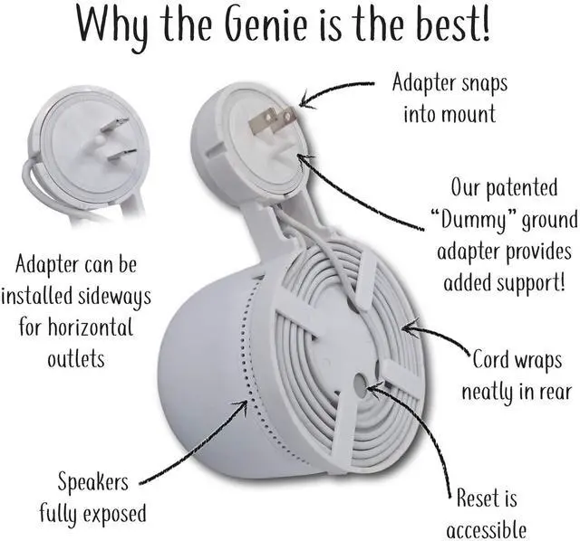 Alt view image 5 of 7 - Nest WiFi Point Genie: The Simplest Lowest Profile Outlet Holder Mount for Google Nest WiFi Point | Reinforced Support | Great Sound | Open Access | No Messy Screws! (1-Pack)