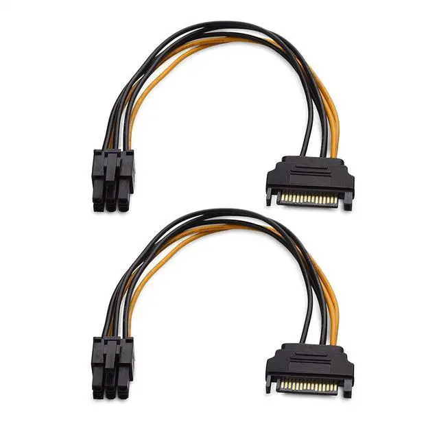 Main image of 2-Pack 6 Pin to SATA Power Cable (SATA to 6 Pin PCIe) - 8 Inches
