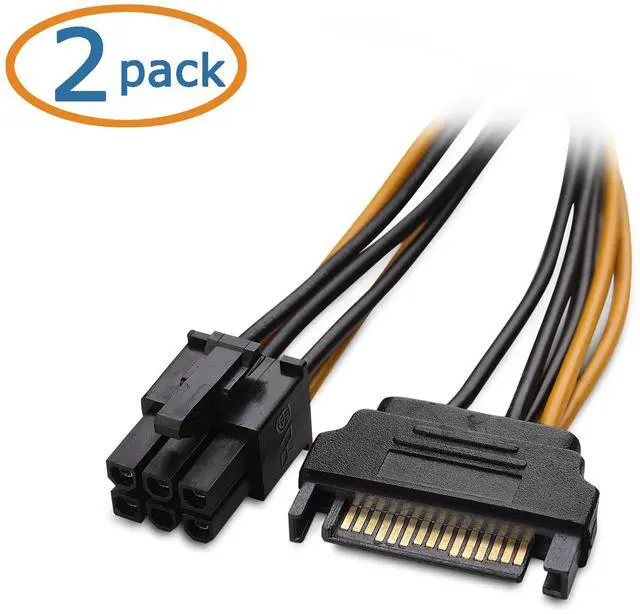 Alt view image 2 of 4 - 2-Pack 6 Pin to SATA Power Cable (SATA to 6 Pin PCIe) - 8 Inches