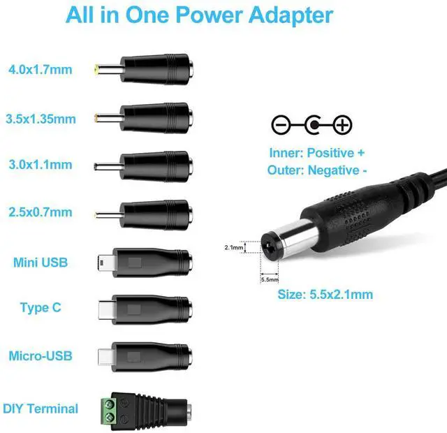 Alt view image 5 of 6 - 5V 2A Power Supply Adapter 10W AC/DC Charger AC100-240V to DC 5 Volt 2Amp 1A 1.5A Replacement Power Cord USB Type C for USB Hub TV Box Tablet Camera Baby Monitor Raspberry Webcam Router