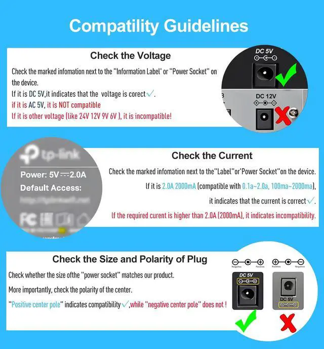 Alt view image 6 of 6 - 5V 2A Power Supply Adapter 10W AC/DC Charger AC100-240V to DC 5 Volt 2Amp 1A 1.5A Replacement Power Cord USB Type C for USB Hub TV Box Tablet Camera Baby Monitor Raspberry Webcam Router