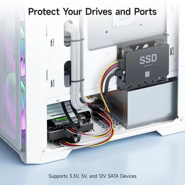Alt view image 5 of 7 - 3-Pack 15 Pin SATA Power Extension Cable - 8 Inches, SATA Power Cable for Hard Drive and SSD