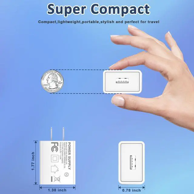 Alt view image 5 of 7 - 5V 2A Power Adapter UL Certified,USB Wall Charger Block Plug Box AC Fast Charging Cube Brick Home Travel Use for iPhone 13/14/15/16/17 Pro/Pro Max/Plus, XS/XR/X, Watch Series 8/7 2Pack