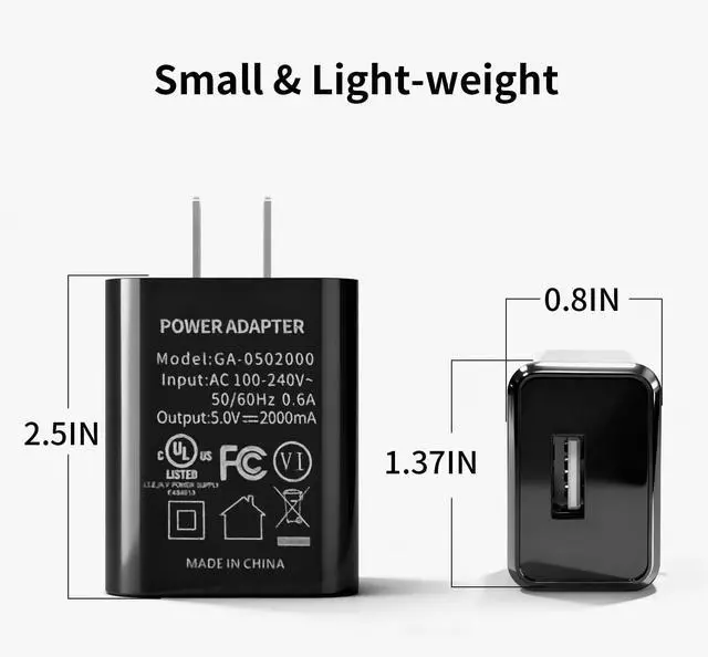 Alt view image 2 of 2 - Power Adapter 5V 2A 10W USB Plug UL Certified USB Wall Charger Box AC Fast Charging Home Travel Use