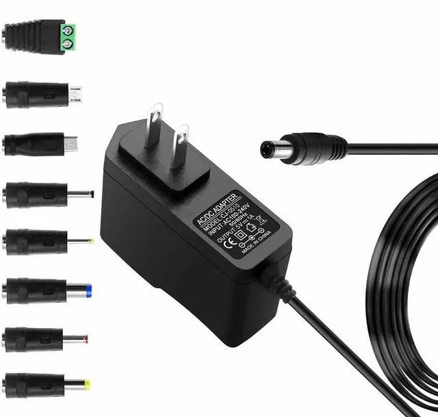 Main image of 5V 1A Power Supply Adapter 5 Volt 1A 5W Power Adapter AC 100-240V to DC 5V with 8 DC Tips Wall Charger for Android Tablets Webcam Routers Toys Recorder Speaker & More Devices