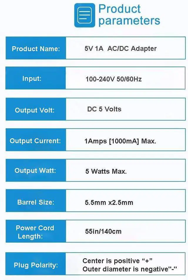 Alt view image 2 of 7 - 5V 1A Power Supply Adapter 5 Volt 1A 5W Power Adapter AC 100-240V to DC 5V with 8 DC Tips Wall Charger for Android Tablets Webcam Routers Toys Recorder Speaker & More Devices