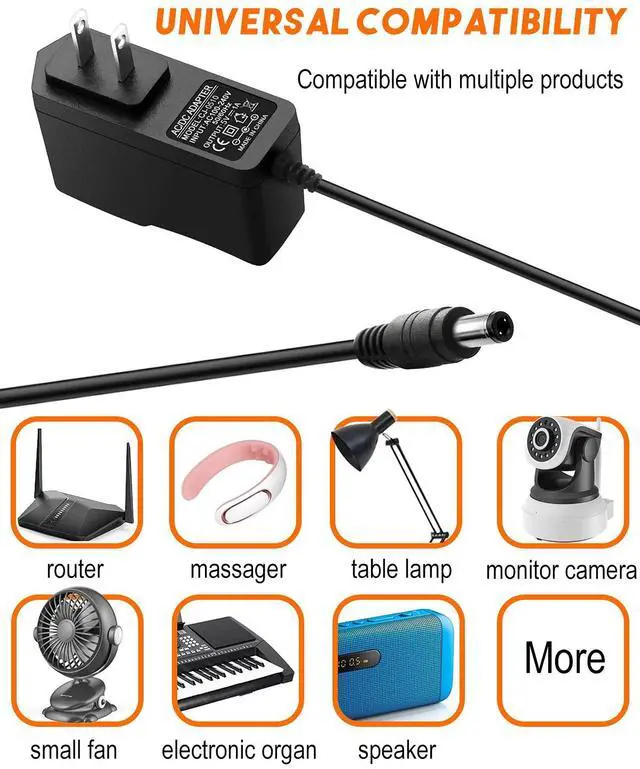 Alt view image 6 of 7 - 5V 1A Power Supply Adapter 5 Volt 1A 5W Power Adapter AC 100-240V to DC 5V with 8 DC Tips Wall Charger for Android Tablets Webcam Routers Toys Recorder Speaker & More Devices