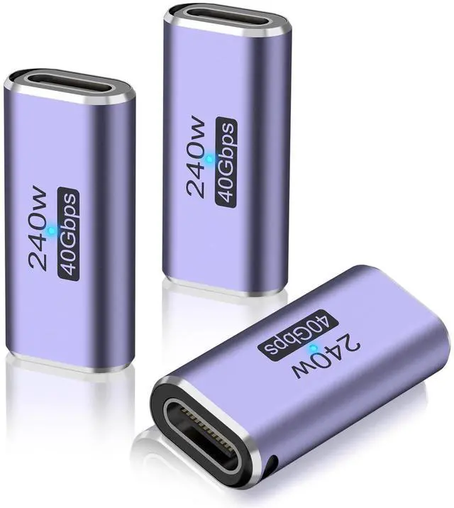 Main image of 3 Pack USB C Coupler, 240W USB C Female to Female Adapter Extender Compatible for Thunderbolt 4/3 Support up to 240W Fast Charging & 40Gbps Data Transfer and 8K@60Hz Video