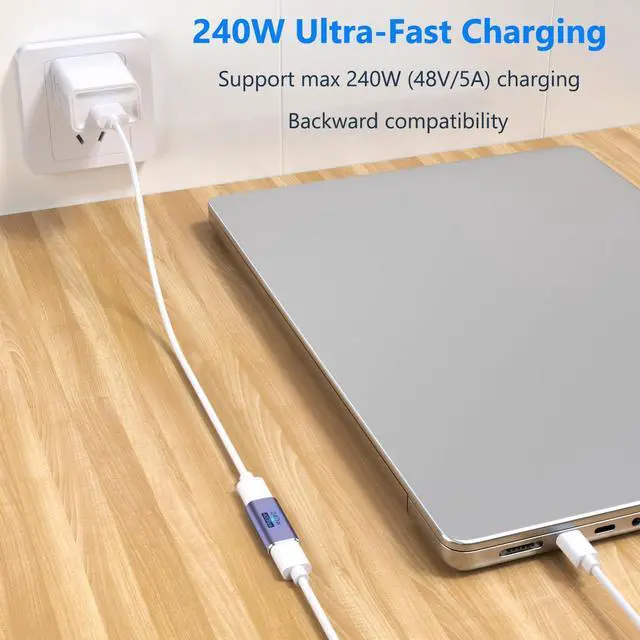 Alt view image 7 of 7 - 3 Pack USB C Coupler, 240W USB C Female to Female Adapter Extender Compatible for Thunderbolt 4/3 Support up to 240W Fast Charging & 40Gbps Data Transfer and 8K@60Hz Video