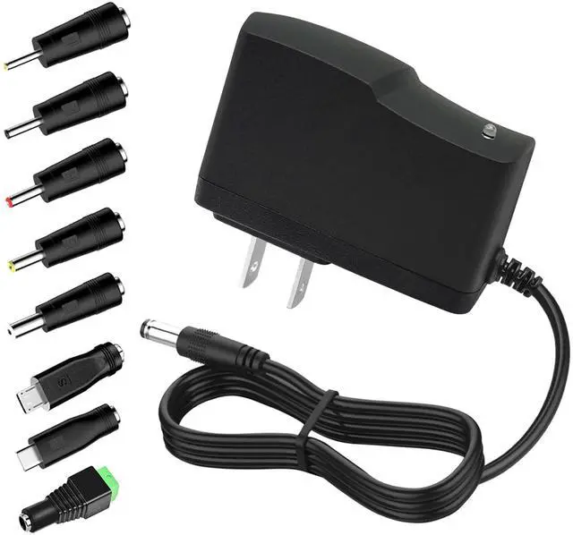 Main image of DC 5V 1A Power Adapter 100-240V AC to DC Converter Transformer 5 Volt 500mA 1000mA Wall Charger 5V 1A Power Supply 5.5mmx2.1/2.5mm Plug with 8 Tips for Baby Monitor Camera TV Box Speaker Router