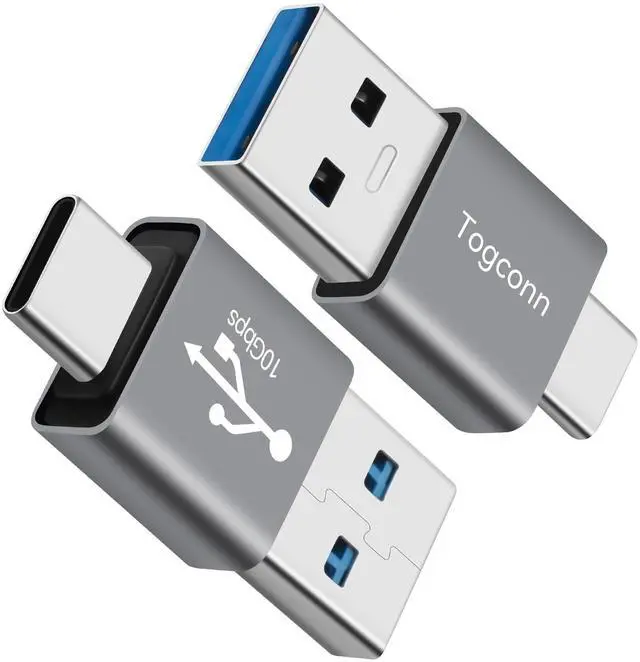 Main image of USB to USB C Adapter 2Pack, Type-C Male to USB Type-A Male Converter Connector,Support 3A Charge & 10Gbps Data Transfer Compatible with Phones, Computers, Tablet, Laptop and More