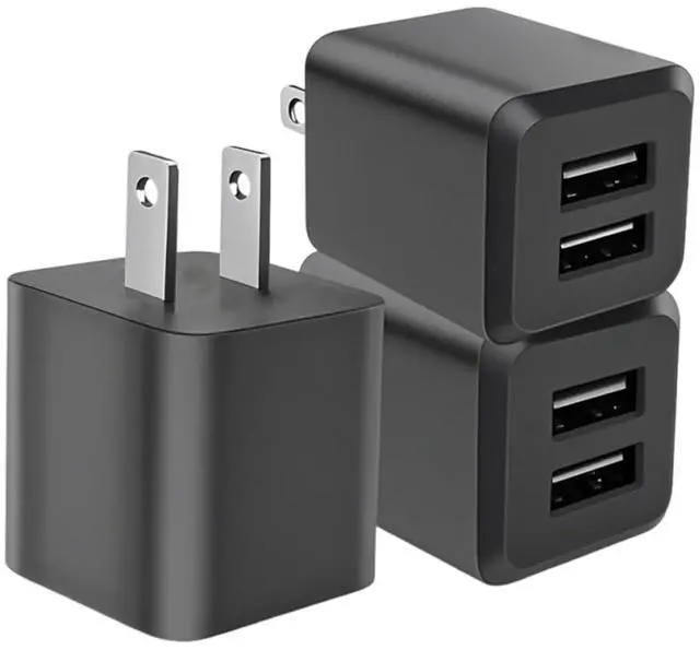 Main image of USB Wall Charger, Dual Port USB Cube Power Adapter Charger Plug Block Charging Box, Dual Port Wall Fast Charging Adapter, Compatible for i Phone 14 13 12 11Black