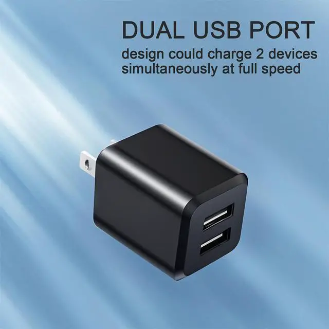 Alt view image 4 of 7 - USB Wall Charger, Dual Port USB Cube Power Adapter Charger Plug Block Charging Box, Dual Port Wall Fast Charging Adapter, Compatible for i Phone 14 13 12 11Black
