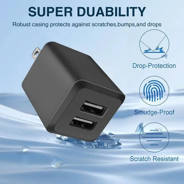 Alt view image 3 of 7 - USB Wall Charger, Dual Port USB Cube Power Adapter Charger Plug Block Charging Box, Dual Port Wall Fast Charging Adapter, Compatible for i Phone 14 13 12 11Black