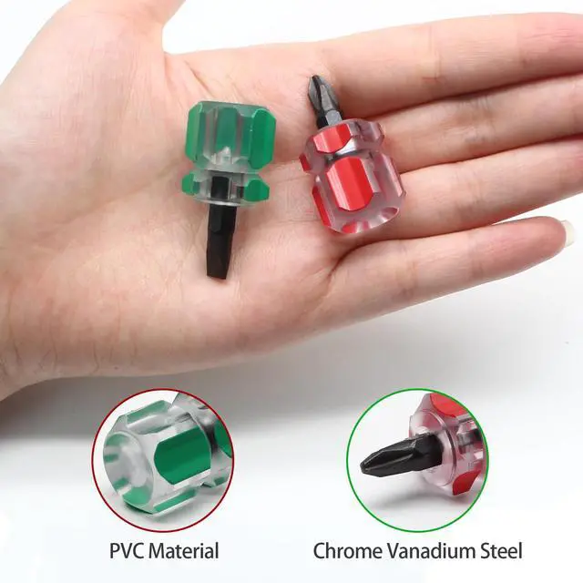 Alt view image 3 of 7 - 2-Piece Mini Stubby Screwdriver Set, Ultra Short Flat Head Screwdriver Phillips Screwdriver, Essential Tools for Sewing Machine Repair, DIY Enthusiasts (1 Phillips, 1 Flat Head)