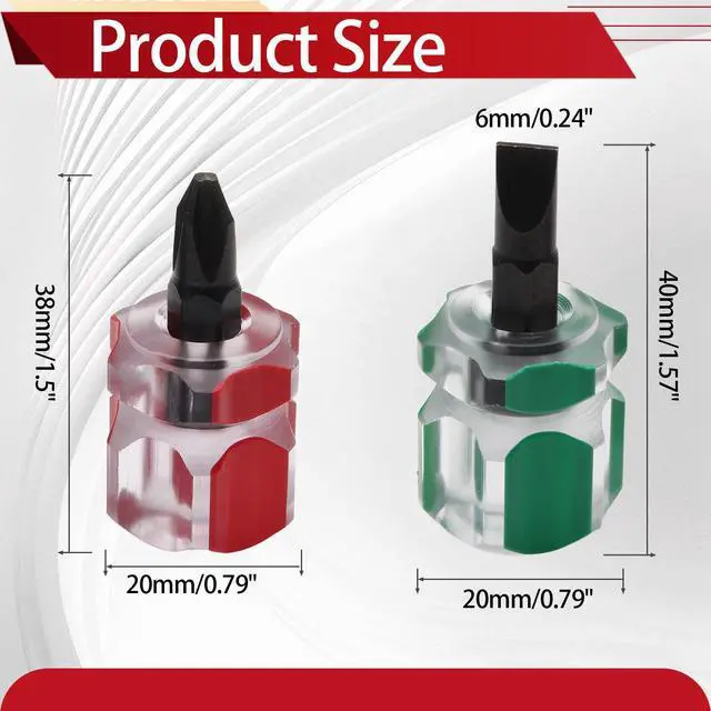 Alt view image 2 of 7 - 2-Piece Mini Stubby Screwdriver Set, Ultra Short Flat Head Screwdriver Phillips Screwdriver, Essential Tools for Sewing Machine Repair, DIY Enthusiasts (1 Phillips, 1 Flat Head)