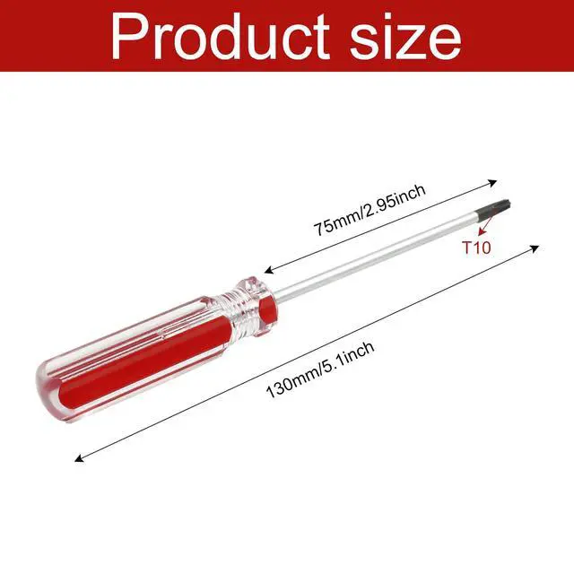 Alt view image 2 of 6 - T10 Torx Screwdriver, 75mm(3 Inch) Long Torx Head Tip, 6 Point Star Screwdriver