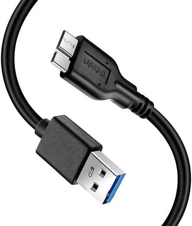 Main image of Micro B Cable, USB 3.0 A Male to Micro USB 3.0 Sync Cord,Data Wire for Toshiba,Seagate,Samsung,WD, My Passport and More External Hard Drive(1ft/35cm/Black)