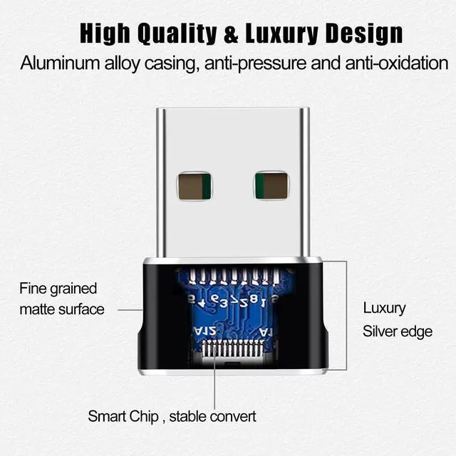 Alt view image 5 of 6 - USB to USB C Adapter 4 Packs for iPhone Fast Charging, Transfer and Type C OTG Convert. USBC to A Compatible with iPhone 17/16/15 Plus Pro Max,iPad Pro Air 7/6/5 Almost USB Devices