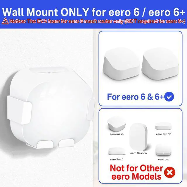 Alt view image 2 of 7 - Metal Wall Mount for eero 6+ and eero 6 Wall Mount Bracket - Space Saving Wall Bracket for eero 6 & eero 6 Plus Wall Mount Easy to Install Holder for eero 6 Plus & eero 6 Mesh Wi-Fi Systems