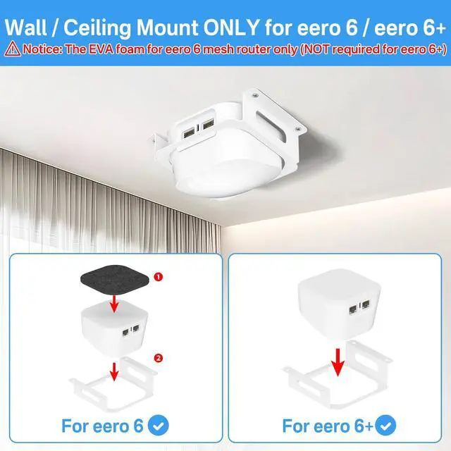Alt view image 2 of 7 - 2 in 1 Metal Ceiling Mount Bracket for eero 6 Plus / eero 6 Ceiling Mount or Wall Mount for eero 6 / eero 6+ Mesh Wi-Fi System with Dual Installation Options for Versatile Use