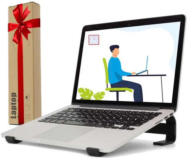 Main image of Ventilated Laptop Stand for Desk, Ergonomic Aluminum Laptop Riser, Computer Stand for Laptop, Compatible with MacBook Air Pro, Dell, HP, More 11-17.3 Inches Notebook, Work from Home (Black)