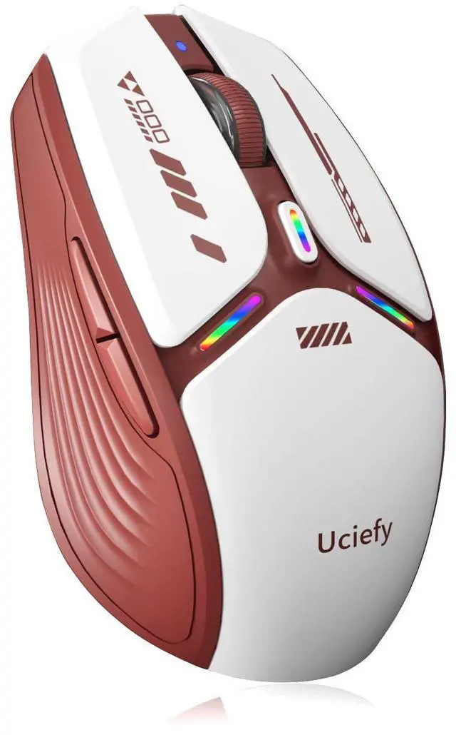 Main image of V19 Wireless Mouse, 2.4GHz Rechargeable Mouse LED with Battery Indicator, Magnetic Computer Mice with USB Receiver & Type-C Adapter for Laptop/PC/Mac/Chromebook-Red