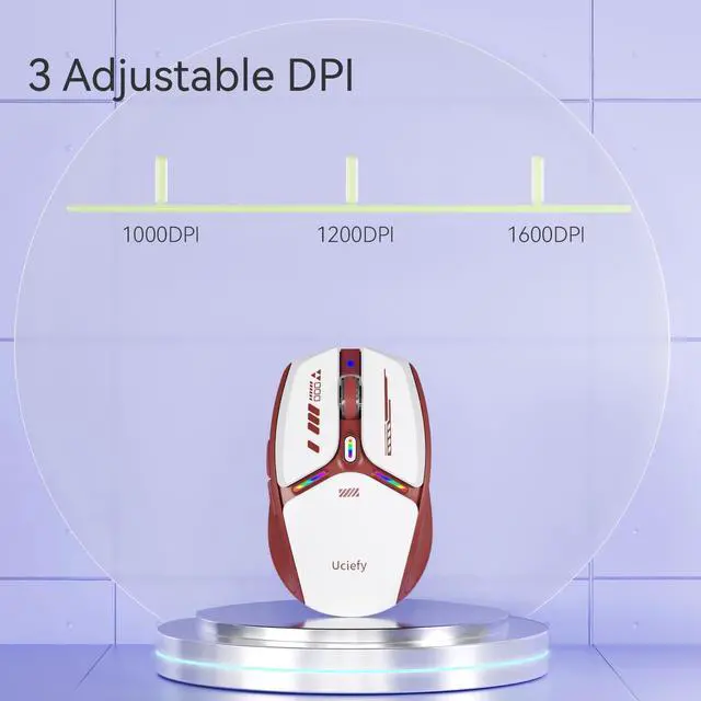 Alt view image 6 of 7 - V19 Wireless Mouse, 2.4GHz Rechargeable Mouse LED with Battery Indicator, Magnetic Computer Mice with USB Receiver & Type-C Adapter for Laptop/PC/Mac/Chromebook-Red
