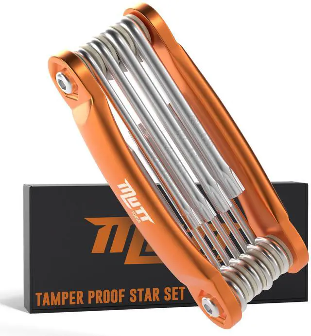 Main image of Mutt Tools Tamper Proof Star Wrench Set Folding Security Torx Set with Hole in Middle For Regular and Security Torx Key Screws, Tamper Resistant Star Key Wrench