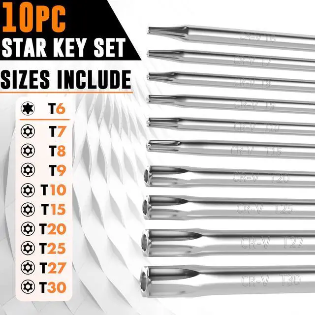 Alt view image 2 of 6 - Mutt Tools Tamper Proof Star Wrench Set Folding Security Torx Set with Hole in Middle For Regular and Security Torx Key Screws, Tamper Resistant Star Key Wrench