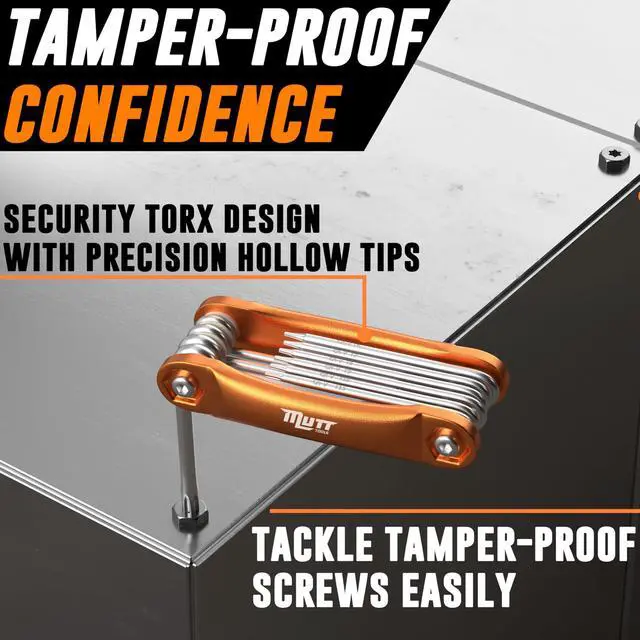 Alt view image 3 of 6 - Mutt Tools Tamper Proof Star Wrench Set Folding Security Torx Set with Hole in Middle For Regular and Security Torx Key Screws, Tamper Resistant Star Key Wrench