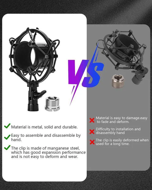 Alt view image 5 of 7 - Universal Microphone Shock Mount, Mic Clip Holder for Diameter 47mm-53mm Mic Anti Vibration Adjustable High Isolation Shock Mount