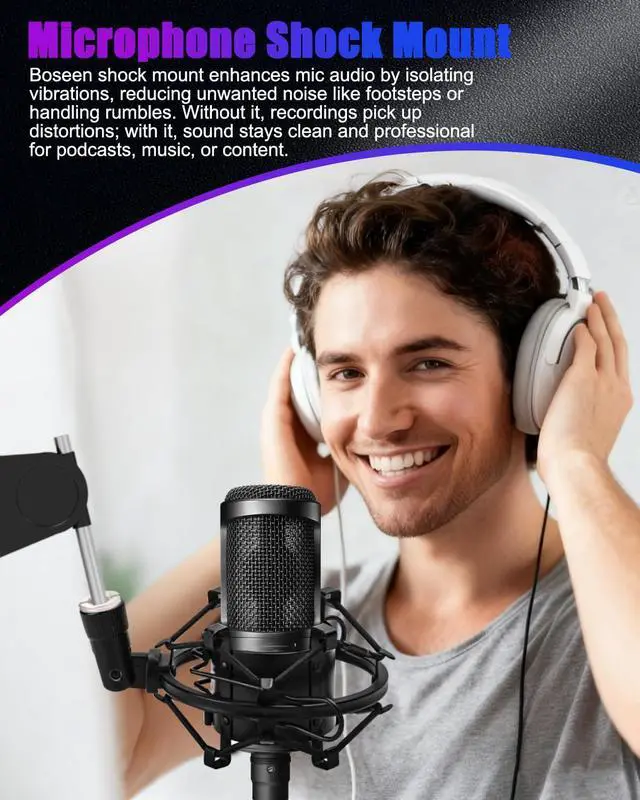 Alt view image 7 of 7 - Universal Microphone Shock Mount, Mic Clip Holder for Diameter 47mm-53mm Mic Anti Vibration Adjustable High Isolation Shock Mount