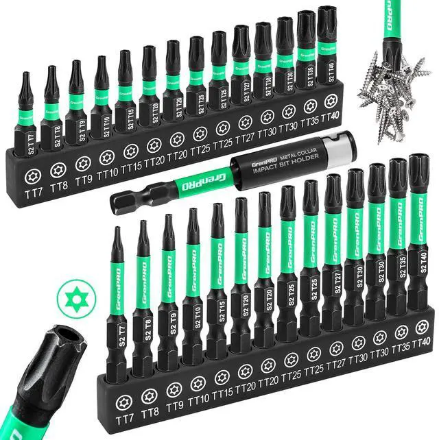 Main image of Torx Bit Set 29pcs Impact Driver Bit Set, S2 Steel Torx Screwdriver Sets, Tamper Proof Star Bits Sets, Star Screwdriver 1"&2" Long (T7-T40) Torque Security Bits with Magnetic Bit Holder